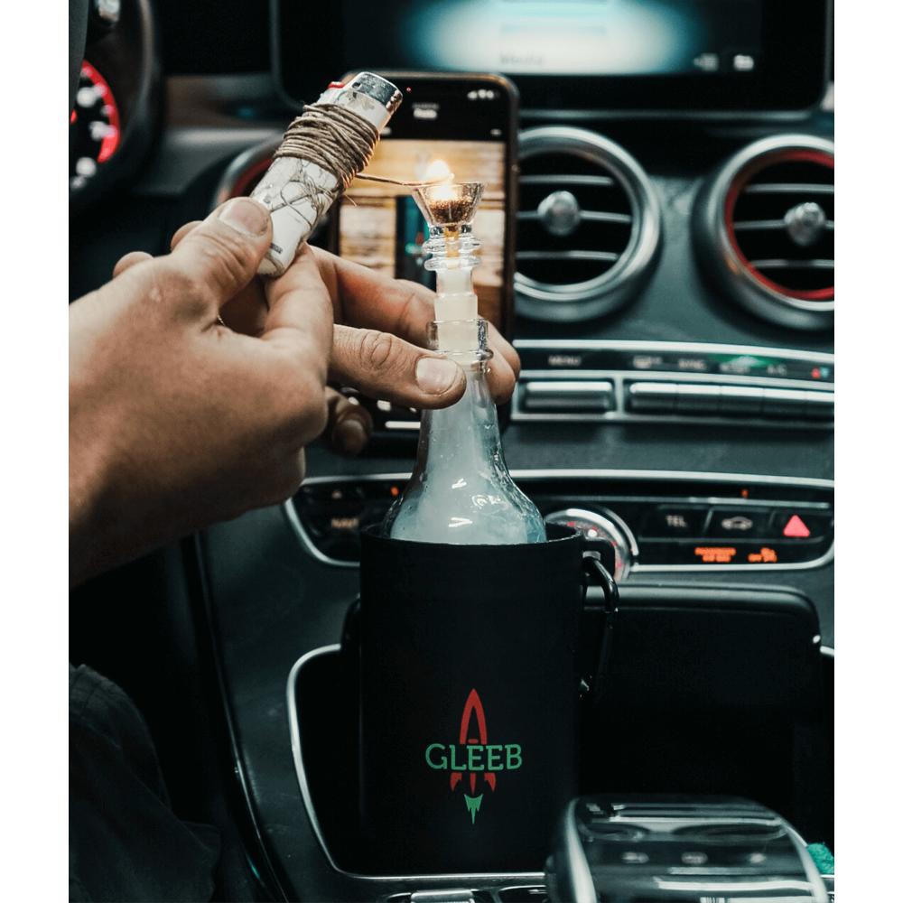 Gleeb gravity bong in car holder